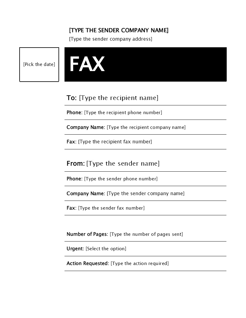 Company Fax Cover Sheet Template